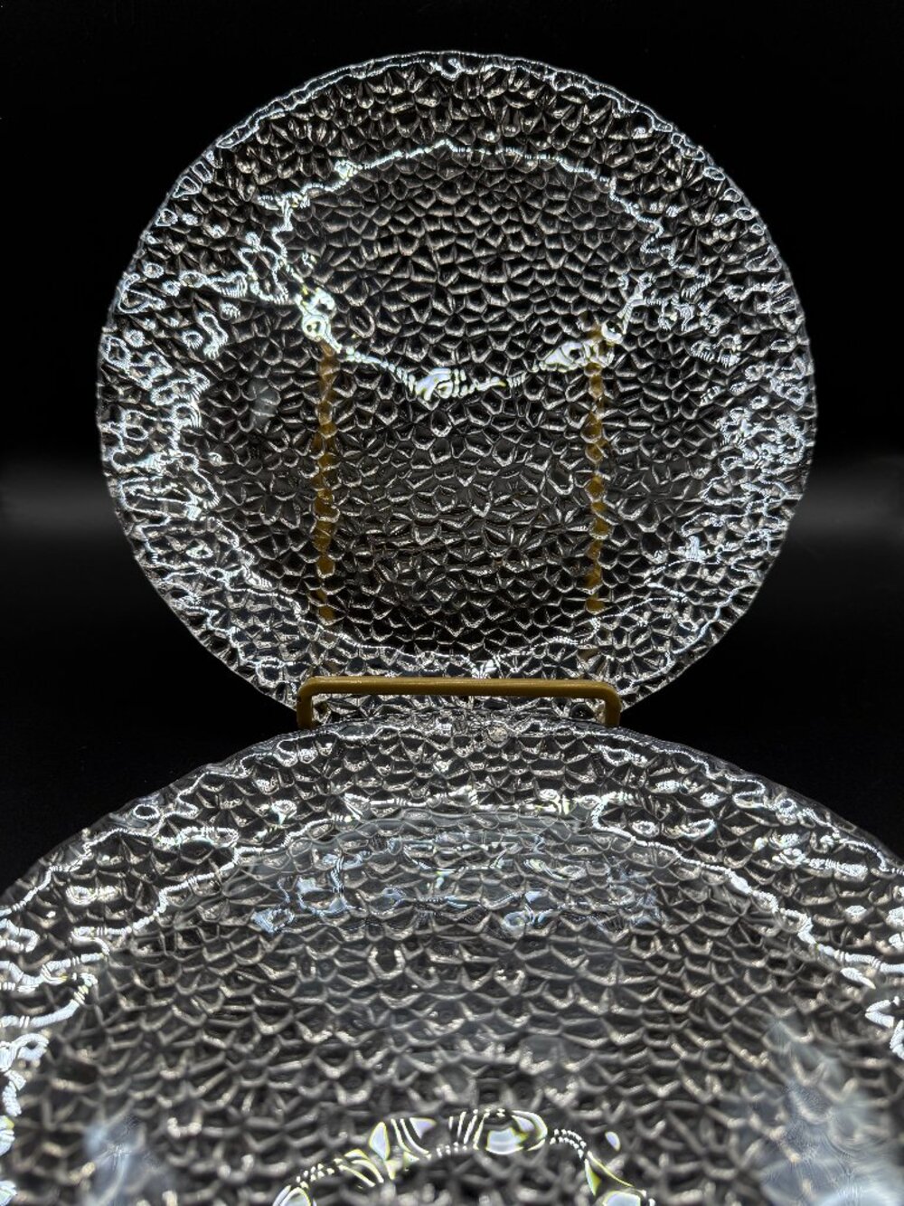 Vetropuro Clear Turkish Pebble Ice Glass Salad Plate Set/2